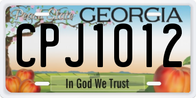 GA license plate CPJ1012