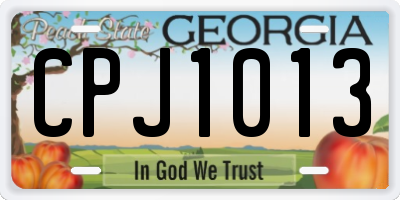 GA license plate CPJ1013
