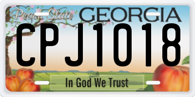 GA license plate CPJ1018