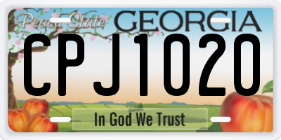 GA license plate CPJ1020