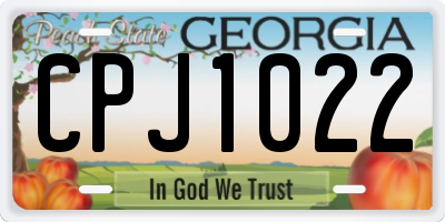 GA license plate CPJ1022
