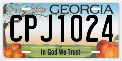 GA license plate CPJ1024