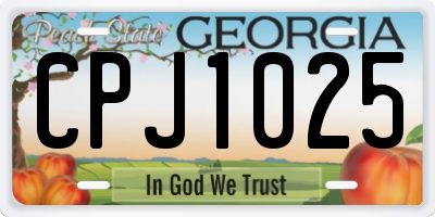 GA license plate CPJ1025