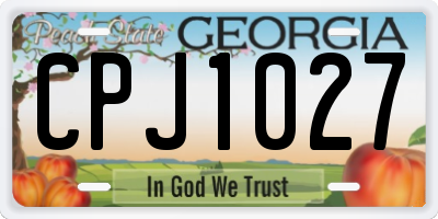 GA license plate CPJ1027