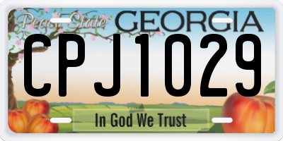 GA license plate CPJ1029