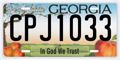 GA license plate CPJ1033