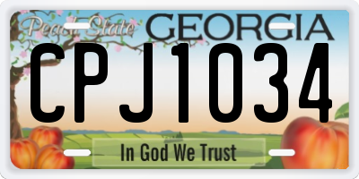 GA license plate CPJ1034
