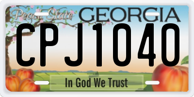GA license plate CPJ1040