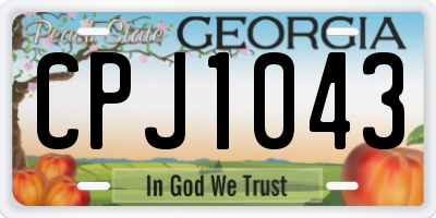 GA license plate CPJ1043