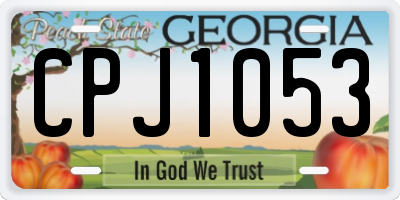 GA license plate CPJ1053