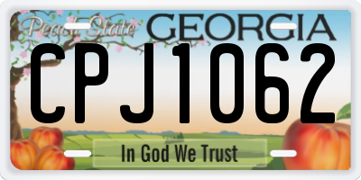 GA license plate CPJ1062