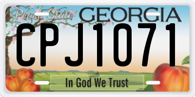 GA license plate CPJ1071