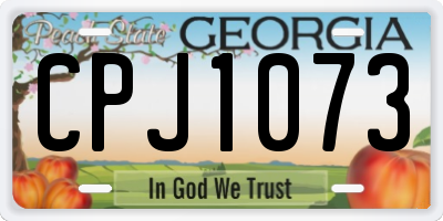 GA license plate CPJ1073