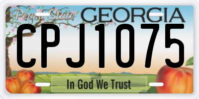 GA license plate CPJ1075