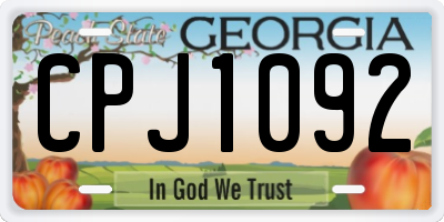 GA license plate CPJ1092