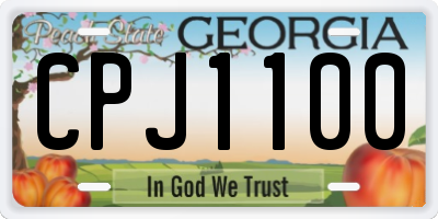 GA license plate CPJ1100