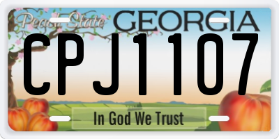 GA license plate CPJ1107