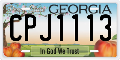 GA license plate CPJ1113