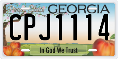 GA license plate CPJ1114