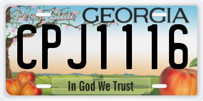 GA license plate CPJ1116