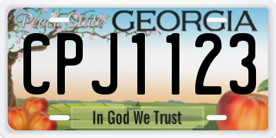 GA license plate CPJ1123