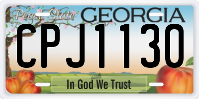 GA license plate CPJ1130