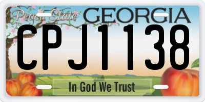 GA license plate CPJ1138