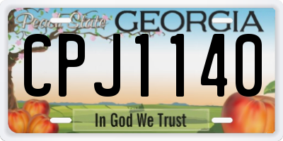 GA license plate CPJ1140