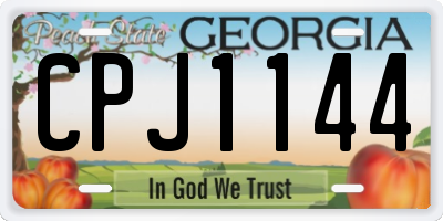 GA license plate CPJ1144