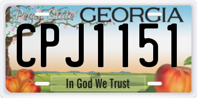 GA license plate CPJ1151