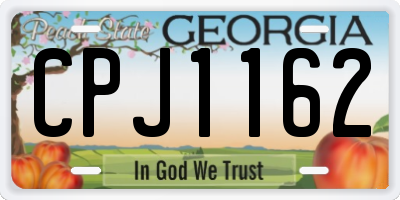 GA license plate CPJ1162