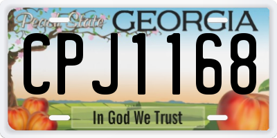 GA license plate CPJ1168