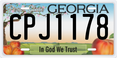 GA license plate CPJ1178