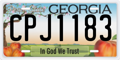 GA license plate CPJ1183
