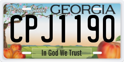 GA license plate CPJ1190