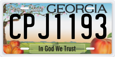 GA license plate CPJ1193