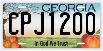 GA license plate CPJ1200