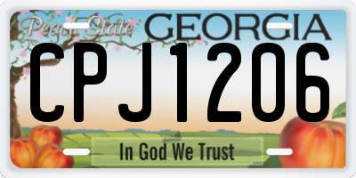 GA license plate CPJ1206