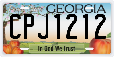 GA license plate CPJ1212