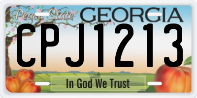 GA license plate CPJ1213