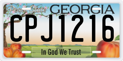 GA license plate CPJ1216