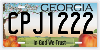 GA license plate CPJ1222