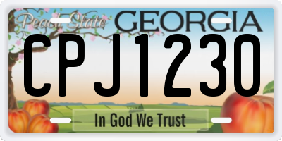 GA license plate CPJ1230