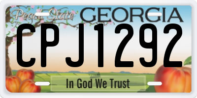 GA license plate CPJ1292