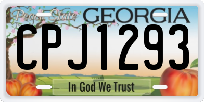 GA license plate CPJ1293