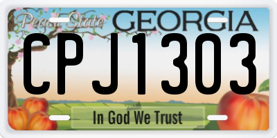GA license plate CPJ1303