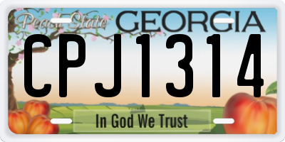 GA license plate CPJ1314