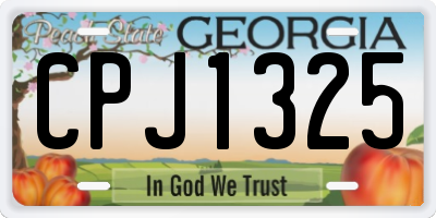 GA license plate CPJ1325
