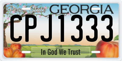 GA license plate CPJ1333