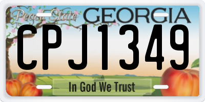 GA license plate CPJ1349